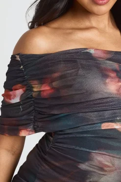 boohoo Haut De Maternité Asymétrique Froncé À Imprimé<Femme Tops