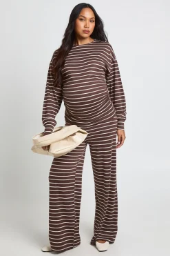 boohoo Haut De Maternité À Manches Longues En Maille Douce À Rayures<Femme Tops