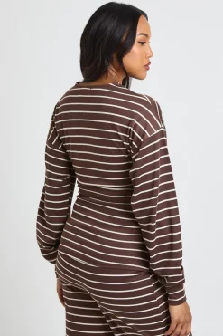 boohoo Haut De Maternité À Manches Longues En Maille Douce À Rayures<Femme Tops