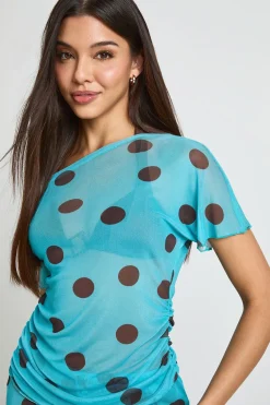 boohoo Haut De Plage Asymétrique En Mesh À Pois<Femme Pois|Tenues De Plage