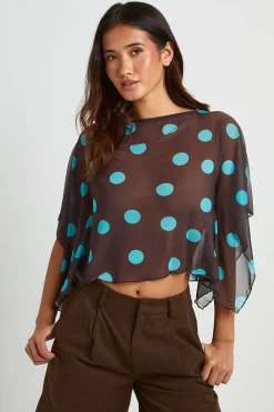 boohoo Haut De Plage Cape En Mesh À Pois<Femme Pois|Tenues De Plage