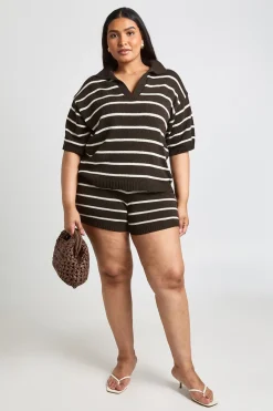 Haut De Plage Oversize Grande Taille À Rayures Tricotées