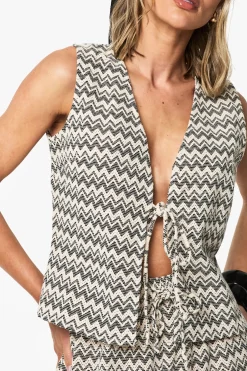 Haut De Plage Tricoté À Motif Zigzag