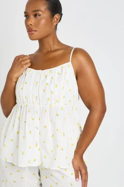 Haut De Pyjama Babydoll Grande Taille À Imprimé Citron En Tissu Gaufré