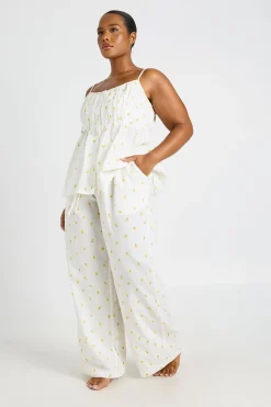 Haut De Pyjama Babydoll Grande Taille À Imprimé Citron En Tissu Gaufré