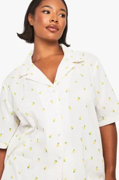 Haut de Pyjama Gaufré Imprimé Citron Plus