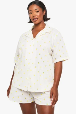 Haut de Pyjama Gaufré Imprimé Citron Plus