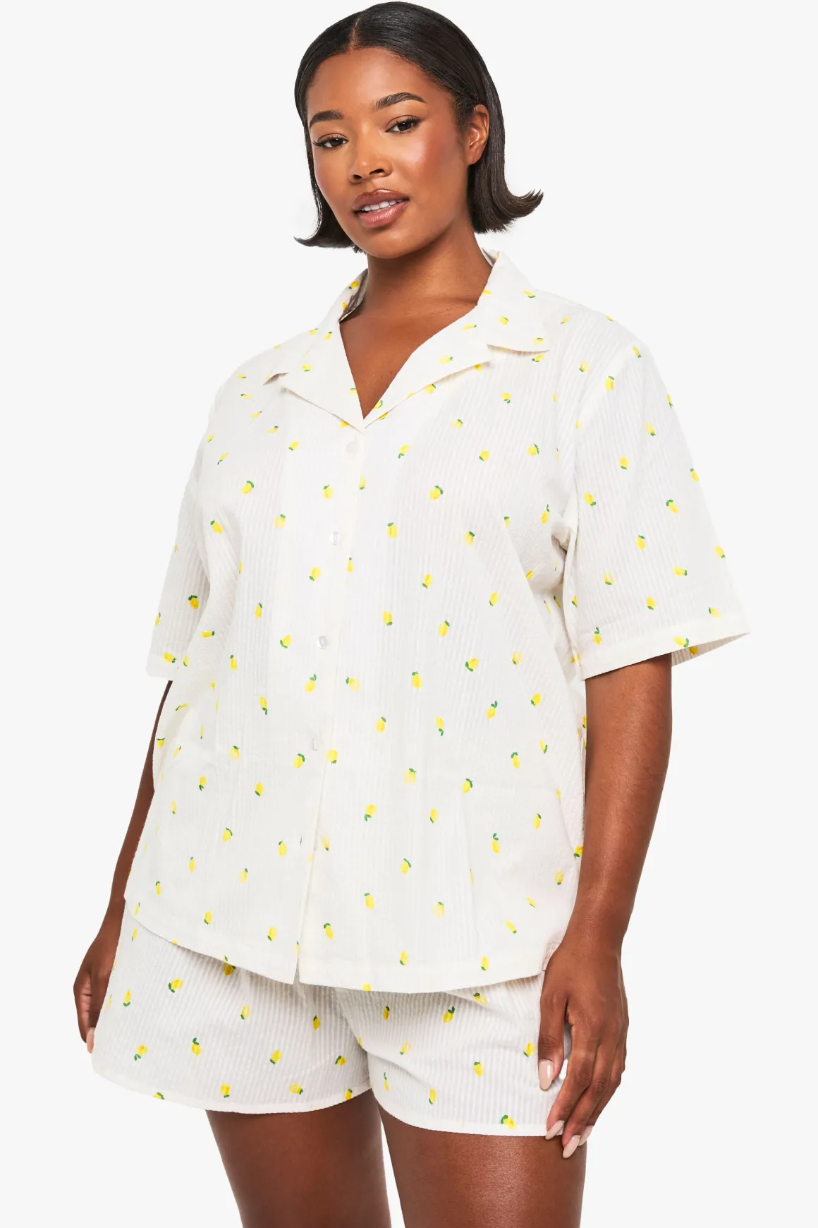 Haut de Pyjama Gaufré Imprimé Citron Plus