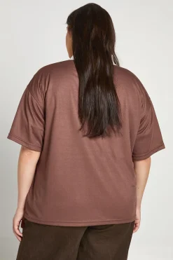boohoo Haut De Rugby À Col Grande Taille<Femme Looks Chocolat|Tops