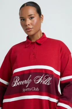 Haut De Rugby Oversize Brodé Beverly Hills Grande Taille