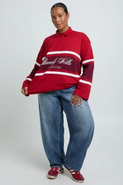 Haut De Rugby Oversize Brodé Beverly Hills Grande Taille