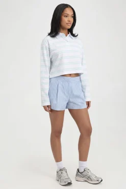 boohoo Haut De Rugby Rayé Court À Manches Longues<Femme Tops