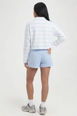 boohoo Haut De Rugby Rayé Court À Manches Longues<Femme Tops