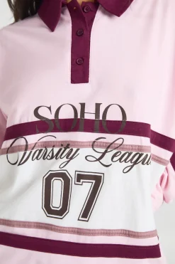 Haut de Rugby Universitaire à Graphiques Contrastés Devant