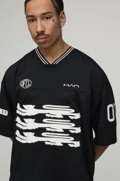 boohooMAN Haut De Sport Baseball Col V Appliqué Coupe Ample Oversize Pièce Unique<Homme T-Shirts