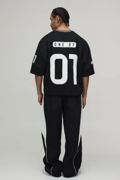 boohooMAN Haut De Sport Baseball Col V Appliqué Coupe Ample Oversize Pièce Unique<Homme T-Shirts