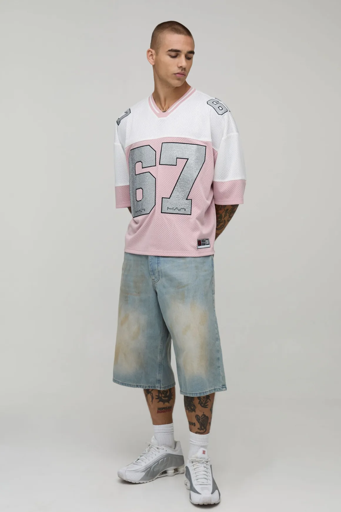 Haut De Sport Baseball Col V Homme Oversize Ample Avec Détails Ornementaux