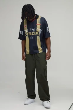 boohooMAN Haut De Sport Officiel Oversize Ample À Rayures<Homme T-Shirts Tall|Tout Afficher