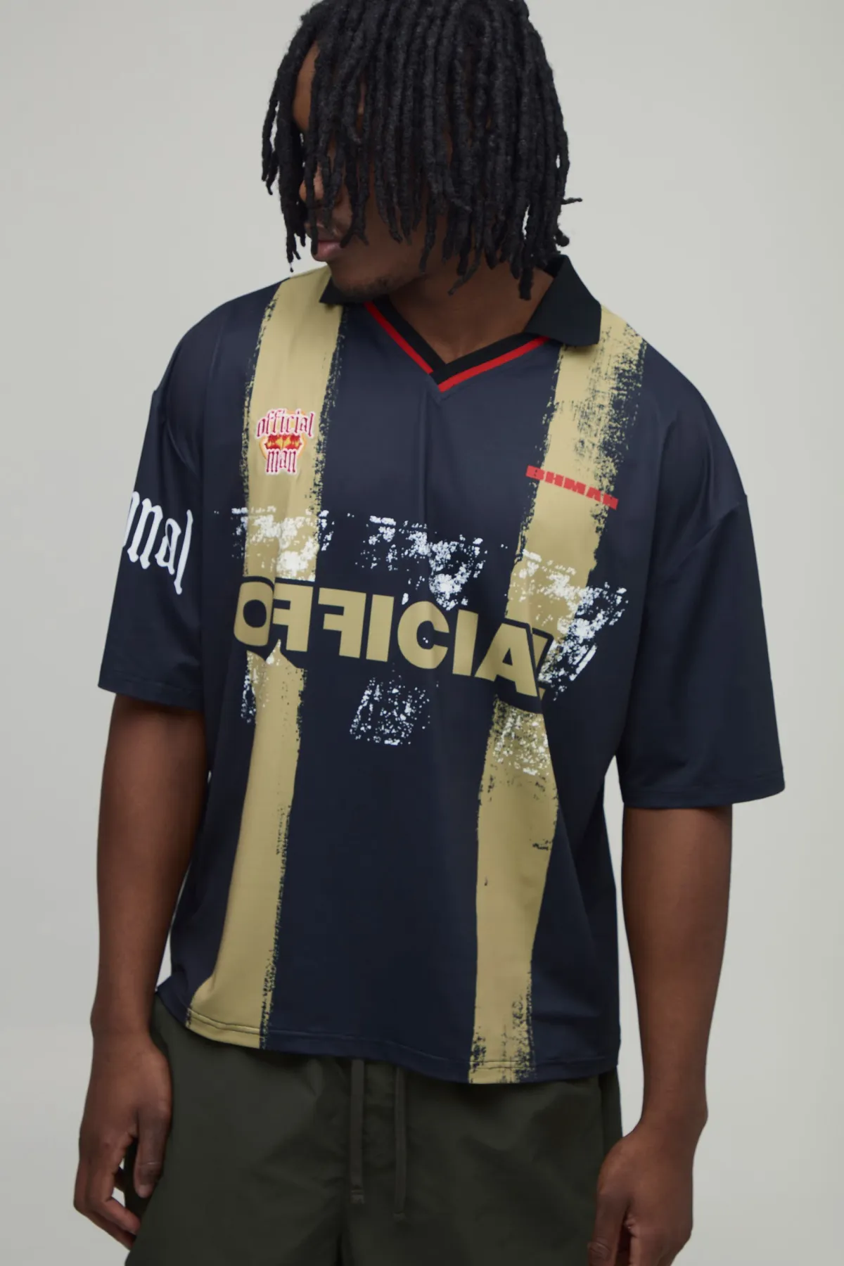 boohooMAN Haut De Sport Officiel Oversize Ample À Rayures<Homme T-Shirts Tall|Tout Afficher
