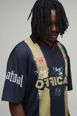 boohooMAN Haut De Sport Officiel Oversize Ample À Rayures<Homme T-Shirts Tall|Tout Afficher