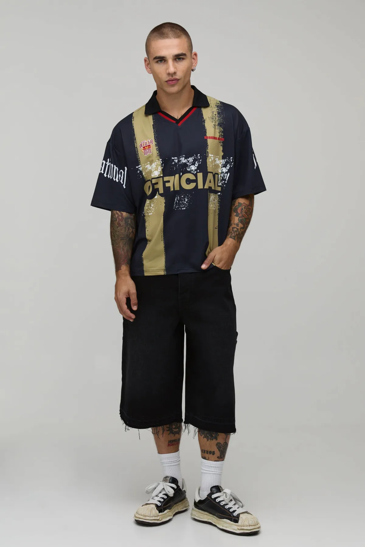 boohooMAN Haut De Sport Oversize Boxy À Rayures Officielles<Homme Tout Afficher|T-Shirts
