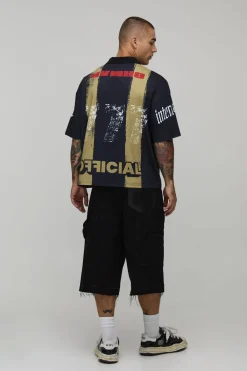 boohooMAN Haut De Sport Oversize Boxy À Rayures Officielles<Homme Tout Afficher|T-Shirts