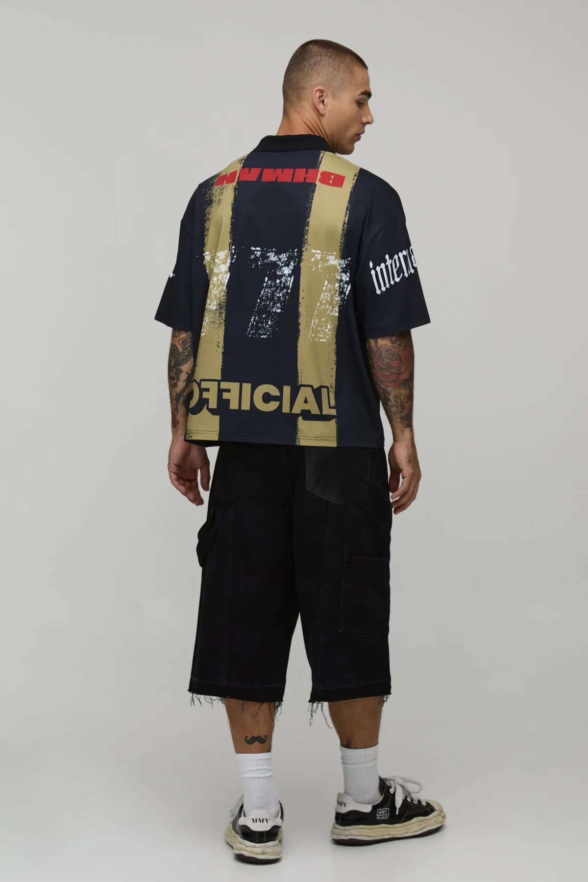 boohooMAN Haut De Sport Oversize Boxy À Rayures Officielles<Homme Tout Afficher|T-Shirts