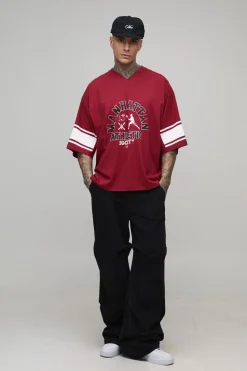 Haut De Sport Oversize Long Col En V Imprimé Football