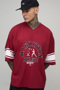 Haut De Sport Oversize Long Col En V Imprimé Football