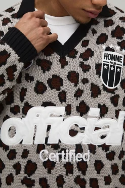 Haut de Sport Tricoté Surdimensionné à Motif Animal