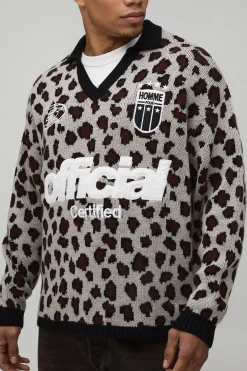 Haut de Sport Tricoté Surdimensionné à Motif Animal