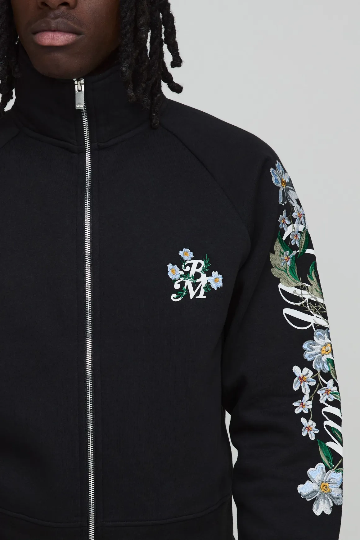 Haut De Survêtement À Col Cheminée Broderie Florale