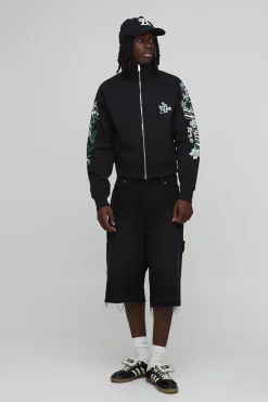 Haut De Survêtement À Col Cheminée Broderie Florale