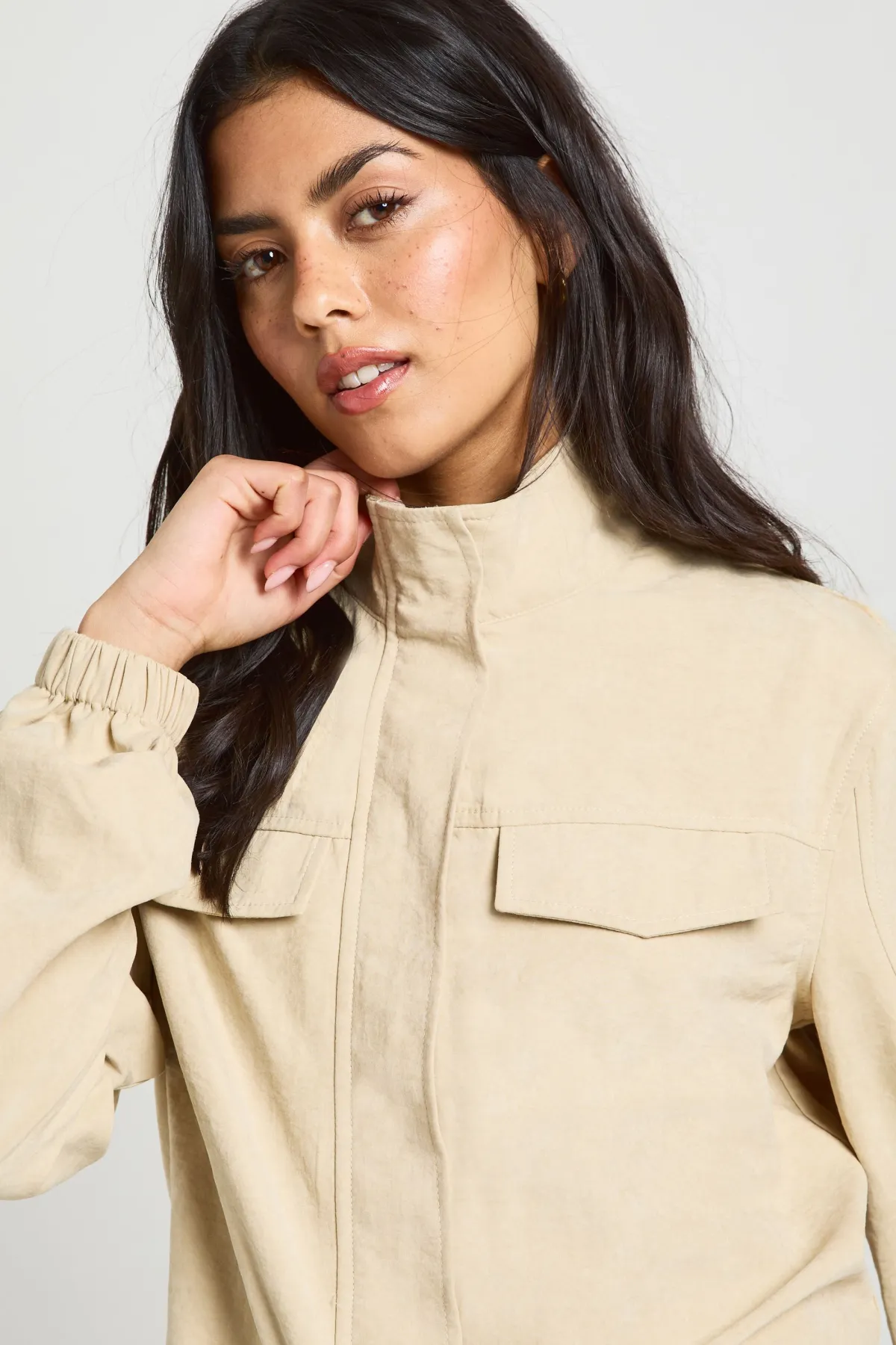 boohoo Haut De Survêtement Col Montant En Tissu Peau De Pêche<Femme Tops D’Automne|Tops