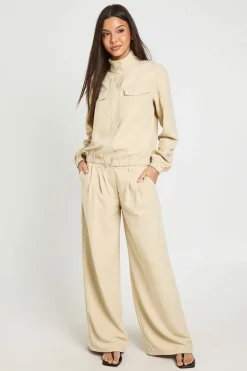 boohoo Haut De Survêtement À Col Montant Effet Peau De Pêche<Femme Tons Neutres|Tops D’Automne
