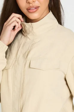 boohoo Haut De Survêtement À Col Montant Effet Peau De Pêche<Femme Tons Neutres|Tops D’Automne