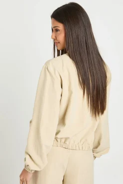 boohoo Haut De Survêtement À Col Montant Effet Peau De Pêche<Femme Tons Neutres|Tops D’Automne