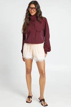 Haut De Survêtement En Nylon À Col Cheminée Et Taille Élastiquée