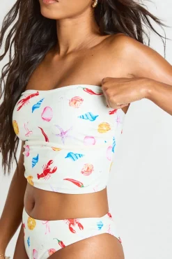 Haut De Tankini Bikini Imprimé Océan Et Bas De Bikini Taille Haute Échancré