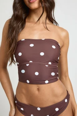 boohoo Haut De Tankini Bikini À Pois Et Bas De Bikini Taille Haute Échancrée<Femme Pois|Maillots De Bain