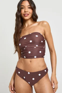 boohoo Haut De Tankini Bikini À Pois Et Bas De Bikini Taille Haute Échancrée<Femme Pois|Maillots De Bain