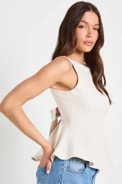 boohoo Haut Dos Noué Col Nageur En Crêpe<Femme Tops