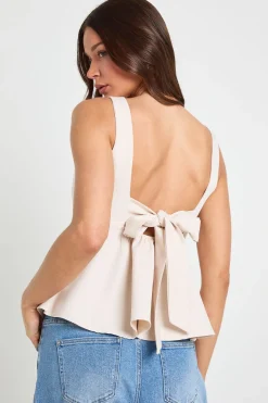 boohoo Haut Dos Noué Col Nageur En Crêpe<Femme Tops