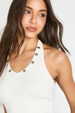 boohoo Haut Dos Nu À Clous Avec Col Licou<Femme Tops