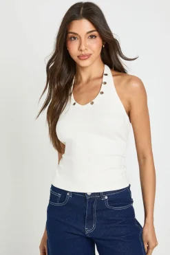 boohoo Haut Dos Nu À Clous Avec Col Licou<Femme Tops