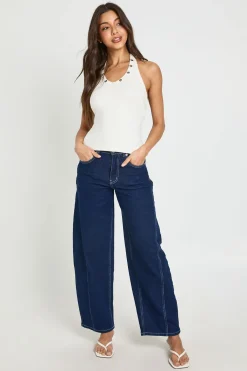 boohoo Haut Dos Nu À Clous Avec Col Licou<Femme Tops