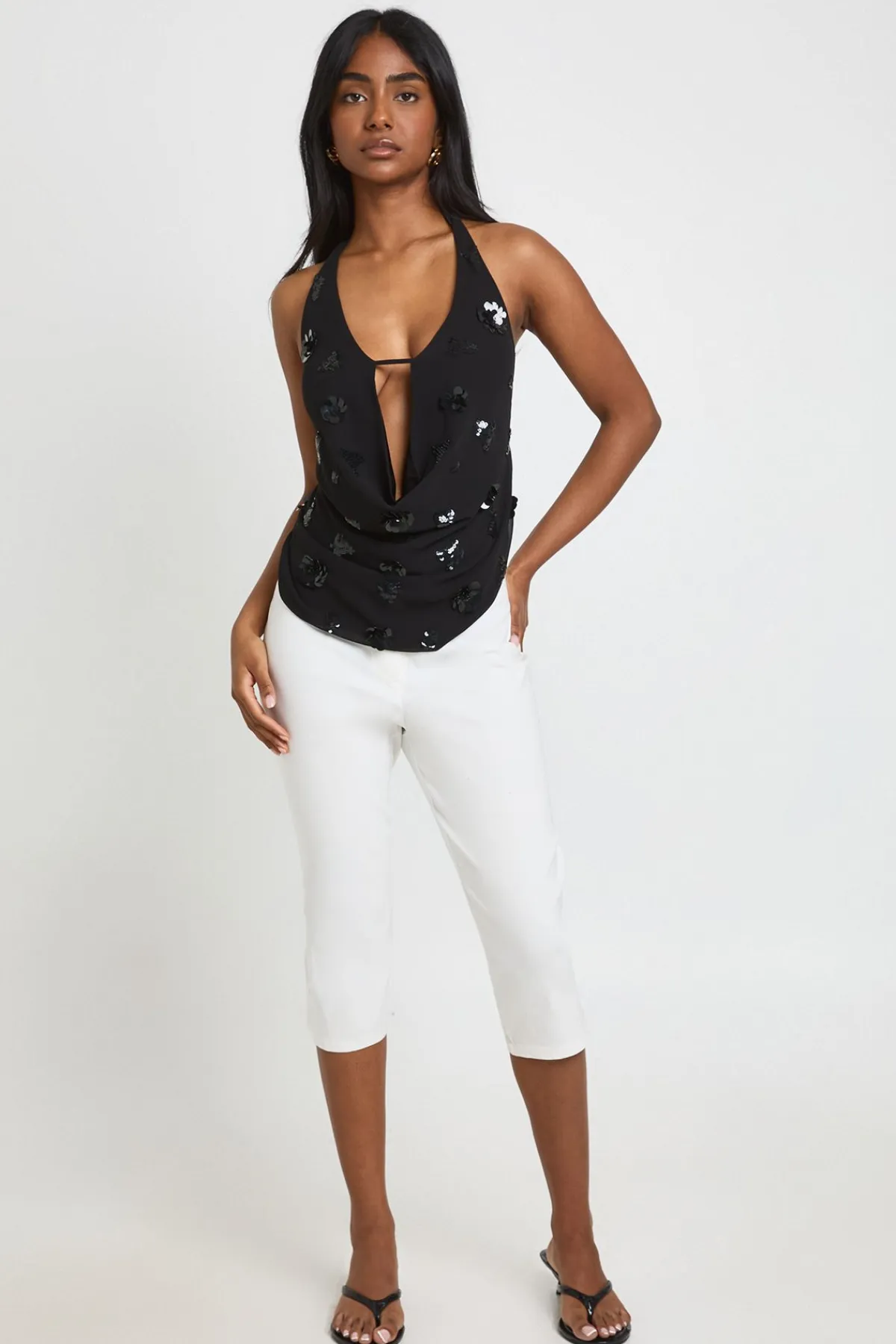 boohoo Haut Dos Nu À Col Bénitier Orné De Sequins Brodés<Femme Tops