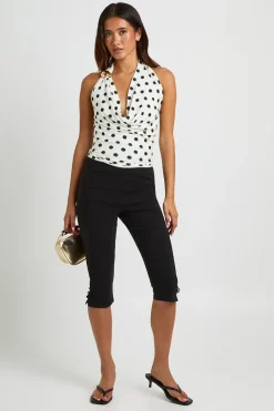 boohoo Haut Dos-nu Col Bénitier À Pois Avec Anneau<Femme Tops