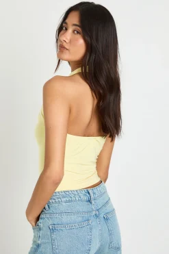 boohoo Haut Dos Nu À Col Licou En Tissu Slinky Double Épaisseur<Femme Tops