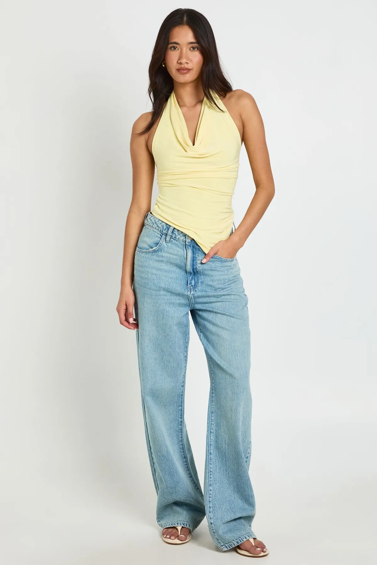 boohoo Haut Dos Nu À Col Licou En Tissu Slinky Double Épaisseur<Femme Tops